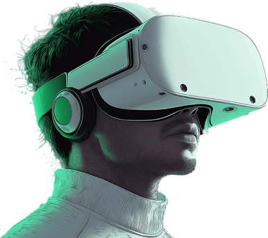 Illustration of a Person in VR set